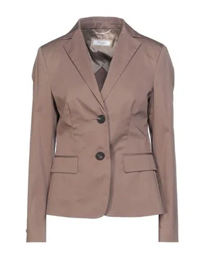 Peserico Woman Blazer Khaki Size 2 Cotton, Elastane In Brown