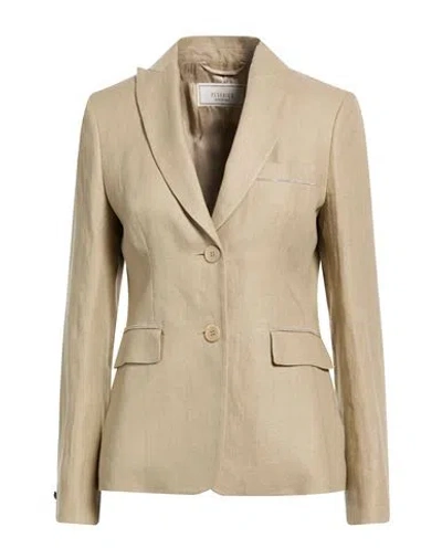 Peserico Woman Blazer Khaki Size 8 Linen In Brown