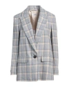 Peserico Woman Blazer Light Blue Size 6 Linen