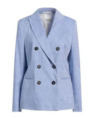 Peserico Woman Blazer Light Blue Size 8 Virgin Wool, Linen