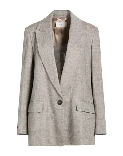 Peserico Woman Blazer Light Brown Size 10 Linen In Gray