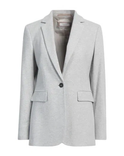 Peserico Woman Blazer Light Grey Size 6 Cotton, Virgin Wool