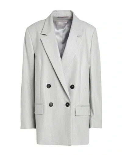 Peserico Woman Blazer Light Grey Size 10 Virgin Wool, Polyamide, Polyester, Elastane In Gray