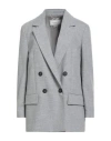 Peserico Woman Blazer Light Grey Size 6 Wool, Polyester, Viscose, Polyamide, Elastane In Gray