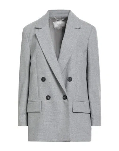 Peserico Woman Blazer Light Grey Size 6 Wool, Polyester, Viscose, Polyamide, Elastane In Gray