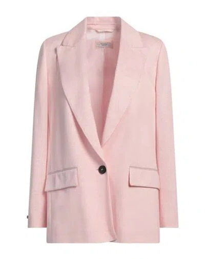 Peserico Woman Blazer Light Pink Size 6 Linen, Cotton