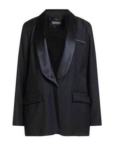 Peserico Woman Blazer Midnight Blue Size 16 Virgin Wool