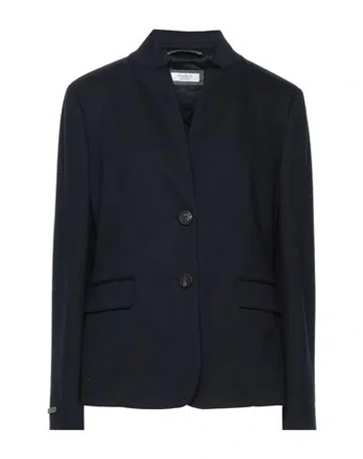 Peserico Woman Blazer Midnight Blue Size 6 Cotton, Virgin Wool, Polyamide