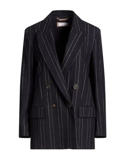 Peserico Woman Blazer Midnight Blue Size 6 Virgin Wool, Elastane In Black