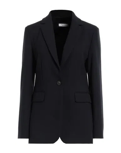 Peserico Woman Blazer Midnight Blue Size 6 Polyester, Viscose, Cotton, Elastane In Blue
