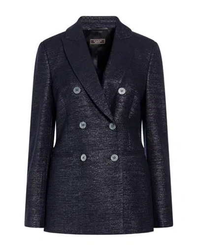 Peserico Woman Blazer Navy Size 10 Virgin Wool, Viscose, Polyamide, Elastane In Blue
