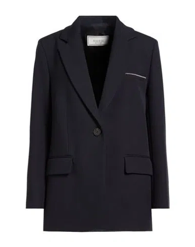 Peserico Woman Blazer Navy Size 2 Polyester, Viscose, Cotton, Elastane In Blue