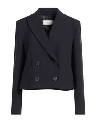 Peserico Woman Blazer Navy Size 6 Polyester, Viscose, Cotton, Elastane In Blue