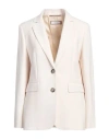 Peserico Easy Woman Blazer Off White Size 6 Polyester, Viscose, Cotton, Elastane In Off White