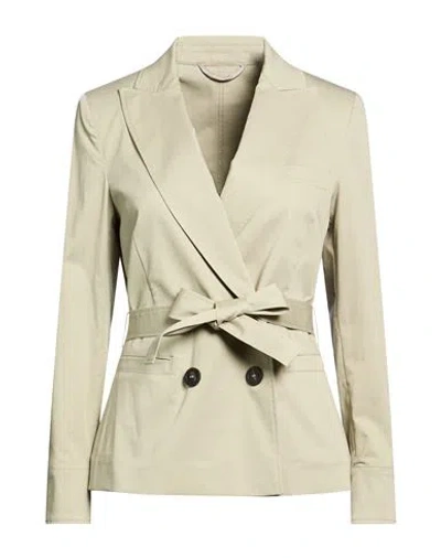 Peserico Woman Blazer Sage Green Size 6 Cotton, Elastane