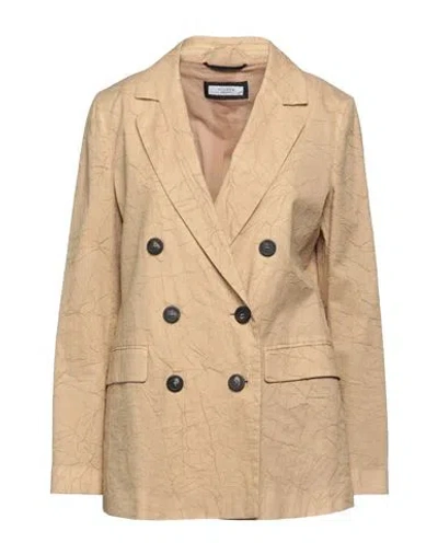 Peserico Woman Suit Jacket Sand Size 8 Cotton In Beige
