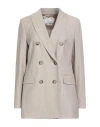 Peserico Woman Blazer Sand Size 6 Virgin Wool, Viscose, Polyamide, Elastane, Polyester In Gray
