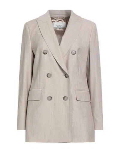 Peserico Woman Blazer Sand Size 6 Virgin Wool, Viscose, Polyamide, Elastane, Polyester In Gray
