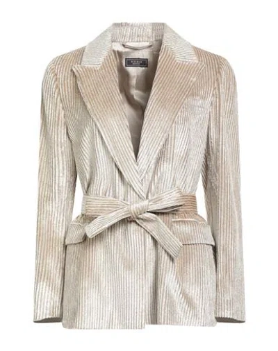 Peserico Woman Blazer Sand Size 6 Viscose, Polyester, Polyamide, Leather In Gray