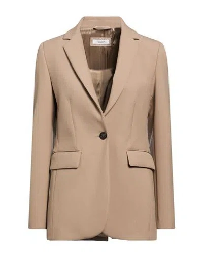 Peserico Woman Blazer Sand Size 8 Polyester, Viscose, Cotton, Elastane