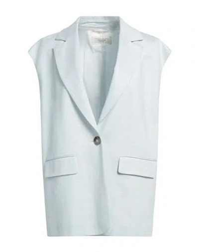 Peserico Woman Blazer Sky Blue Size 6 Linen, Cotton