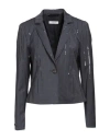 Peserico Woman Blazer Slate Blue Size 6 Virgin Wool, Polyamide, Elastane In Blue
