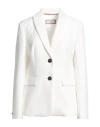 Peserico Woman Blazer White Size 10 Polyester, Viscose, Cotton, Elastane