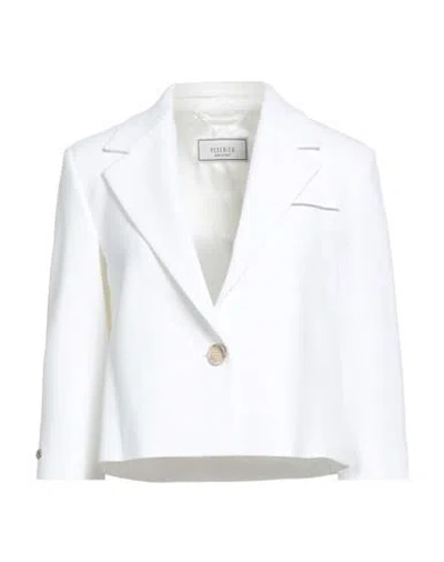 Peserico Woman Blazer White Size 4 Polyester, Viscose, Cotton, Elastane