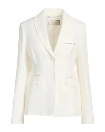 Peserico Woman Blazer White Size 6 Linen In Neutral