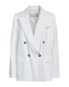 Peserico Woman Blazer White Size 6 Linen, Viscose, Elastane