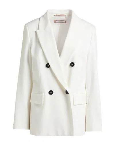 Peserico Woman Blazer White Size 8 Cotton, Virgin Wool