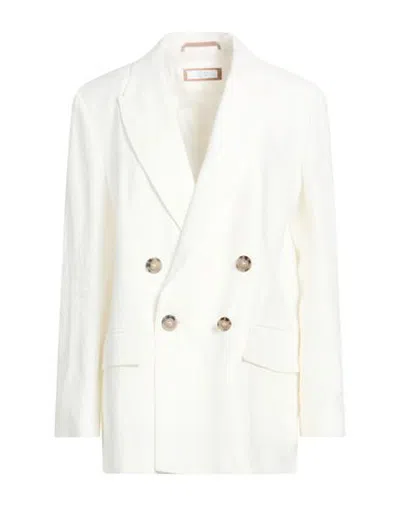 Peserico Woman Blazer White Size 8 Linen