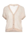 Peserico Woman Cardigan Beige Size 14 Alpaca Wool, Polyamide, Virgin Wool In Beige