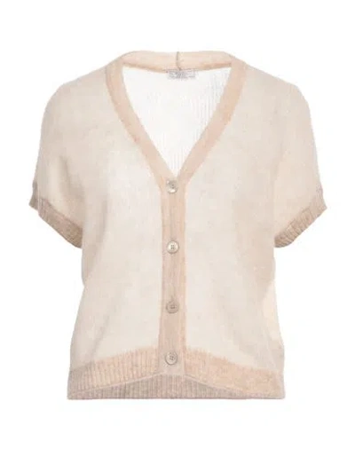 Peserico Woman Cardigan Beige Size 14 Alpaca Wool, Polyamide, Virgin Wool