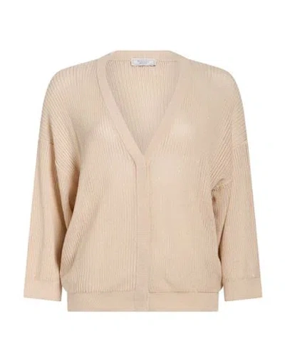 Peserico Woman Cardigan Beige Size 6 Cotton In Neutral
