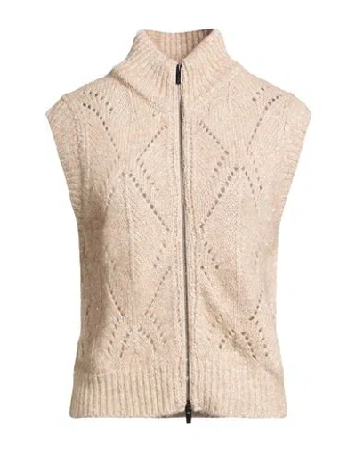 Peserico Woman Cardigan Beige Size 6 Polyester, Alpaca Wool, Cotton, Polyamide, Wool In Neutral