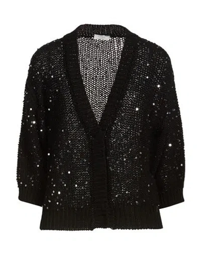 Peserico Woman Cardigan Black Size 10 Cotton