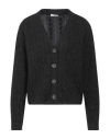 Peserico Woman Cardigan Black Size 10 Virgin Wool, Silk, Viscose, Cashmere, Polyester