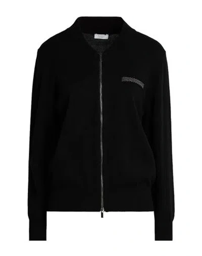 Peserico Woman Cardigan Black Size 6 Virgin Wool, Silk, Cashmere