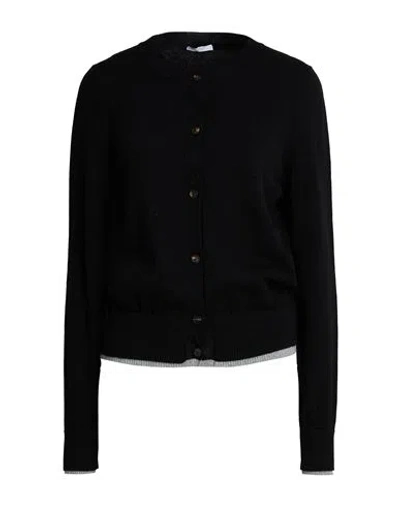 Peserico Woman Cardigan Black Size 6 Wool, Cashmere, Polyester In Purple