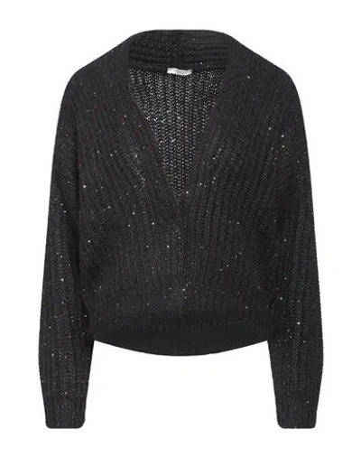 Peserico Shimmer Sequin-embellished Cardigan In Black