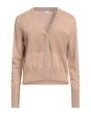 Peserico Woman Cardigan Camel Size 12 Virgin Wool, Silk, Cashmere, Viscose In Nude