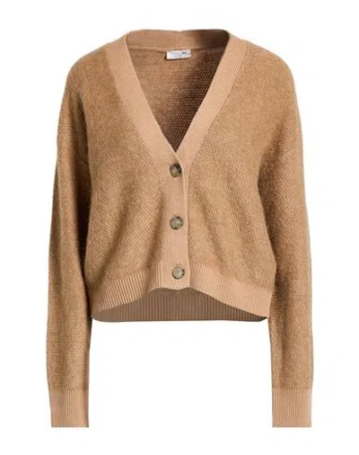 Peserico Woman Cardigan Camel Size 6 Virgin Wool, Silk, Cashmere, Alpaca Wool, Metallic Fiber In Brown