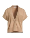 Peserico Woman Cardigan Camel Size 6 Virgin Wool, Silk, Cashmere, Viscose In Brown