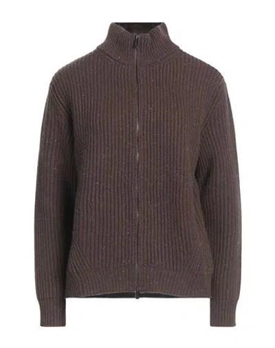 Peserico Woman Cardigan Chocolate Brown Size 6 Virgin Wool, Silk, Viscose, Cashmere, Polyester