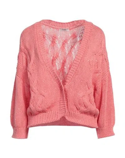 Peserico Woman Cardigan Coral Size 10 Cotton, Polyester In Red