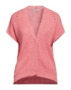 Peserico Woman Cardigan Coral Size 10 Cotton, Polyester In Pink