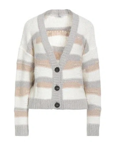 Peserico Woman Cardigan Cream Size 12 Virgin Wool, Silk, Cashmere