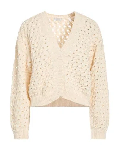 Peserico Woman Cardigan Cream Size 6 Cotton, Polyester In Multi