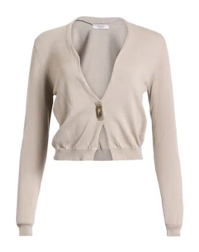 Peserico Woman Cardigan Grey Size 10 Cotton In Neutral